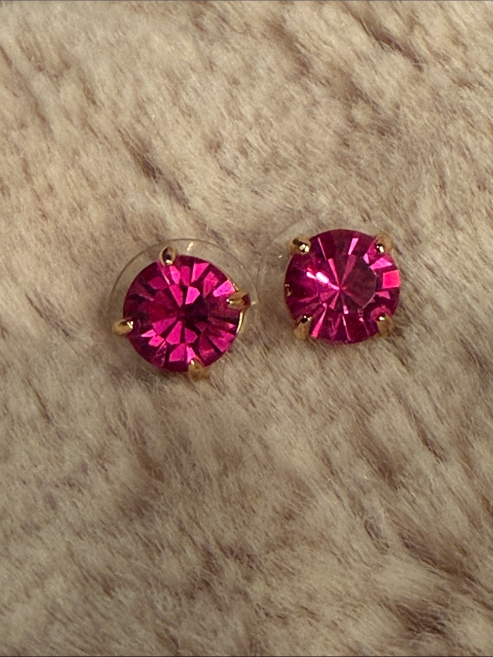 Kate Spade Round Faceted Fuchsia Crystal Earrings